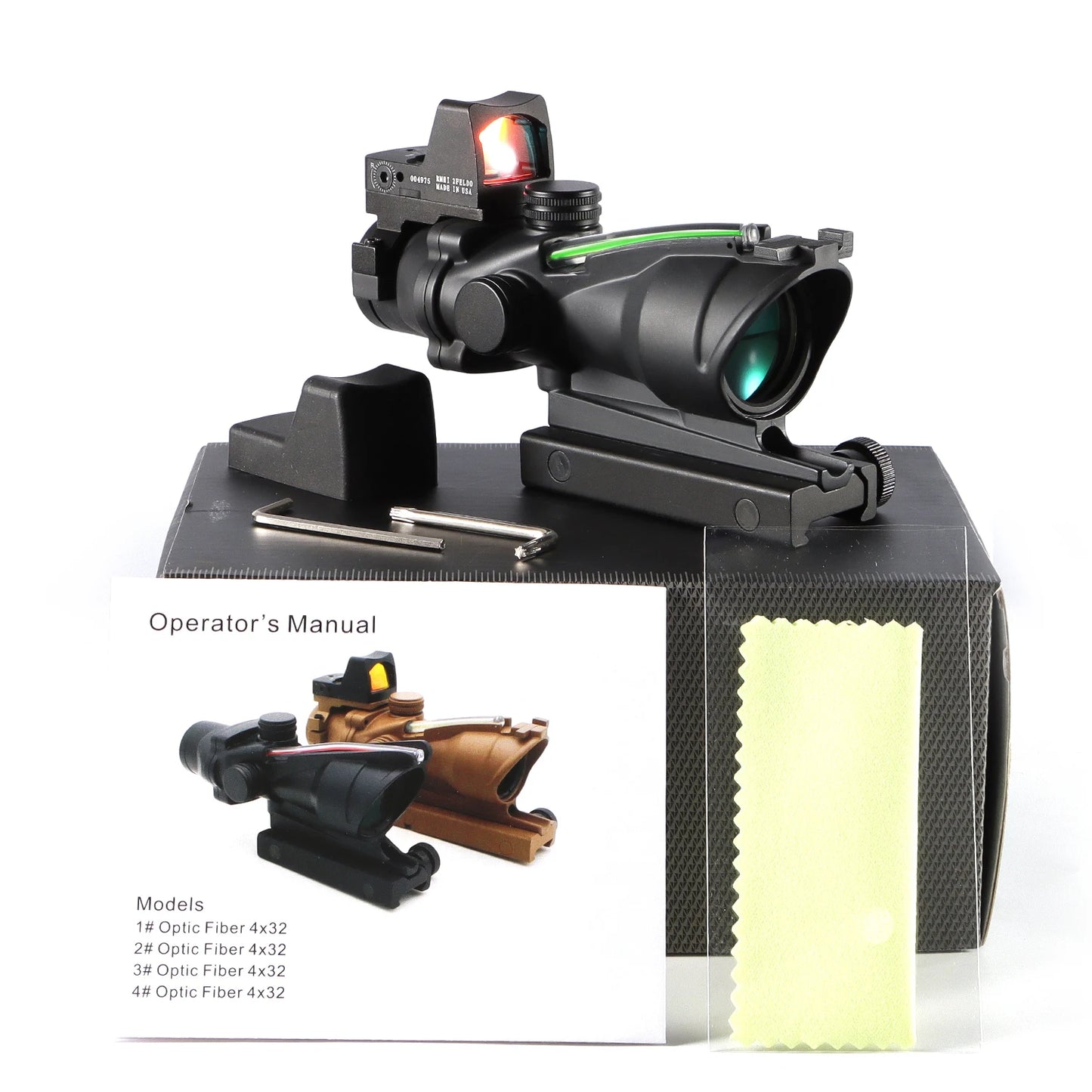 Adjustable 4x32 Red Dot 1x 4x Scope Red Dot Tactical Scope 20mm Rail Scope