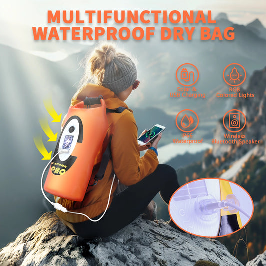 Solar/Battery Powered Waterproof Hiking Camping Backpack with Bluetooth Speaker, Big Capacity