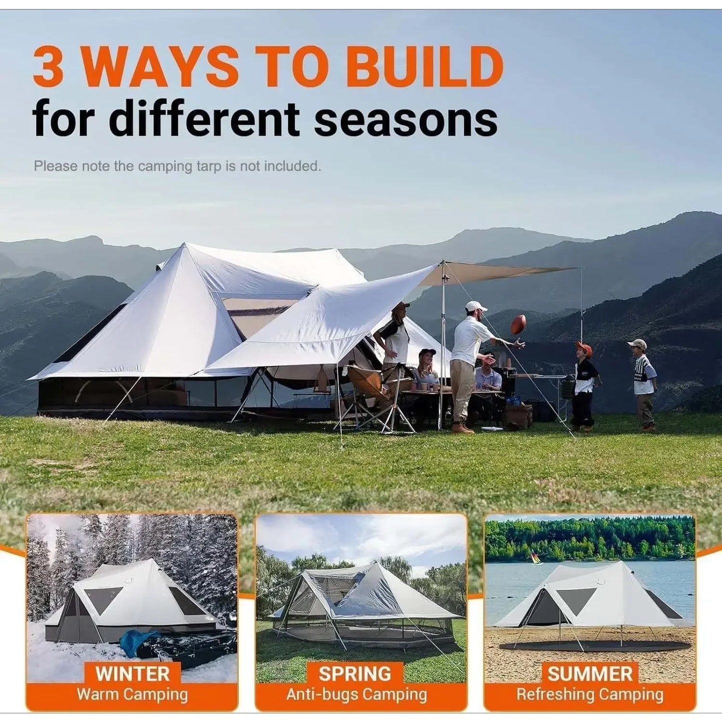 YC-Canvas Bell Yurt Tents, 4 Seasons