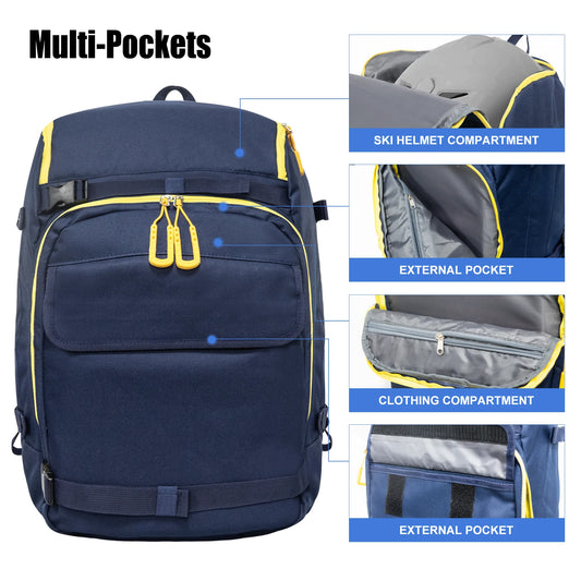 Travel Backpack for Ski Helmet Goggles Gloves Skis Snowboard, Boots & Accessories