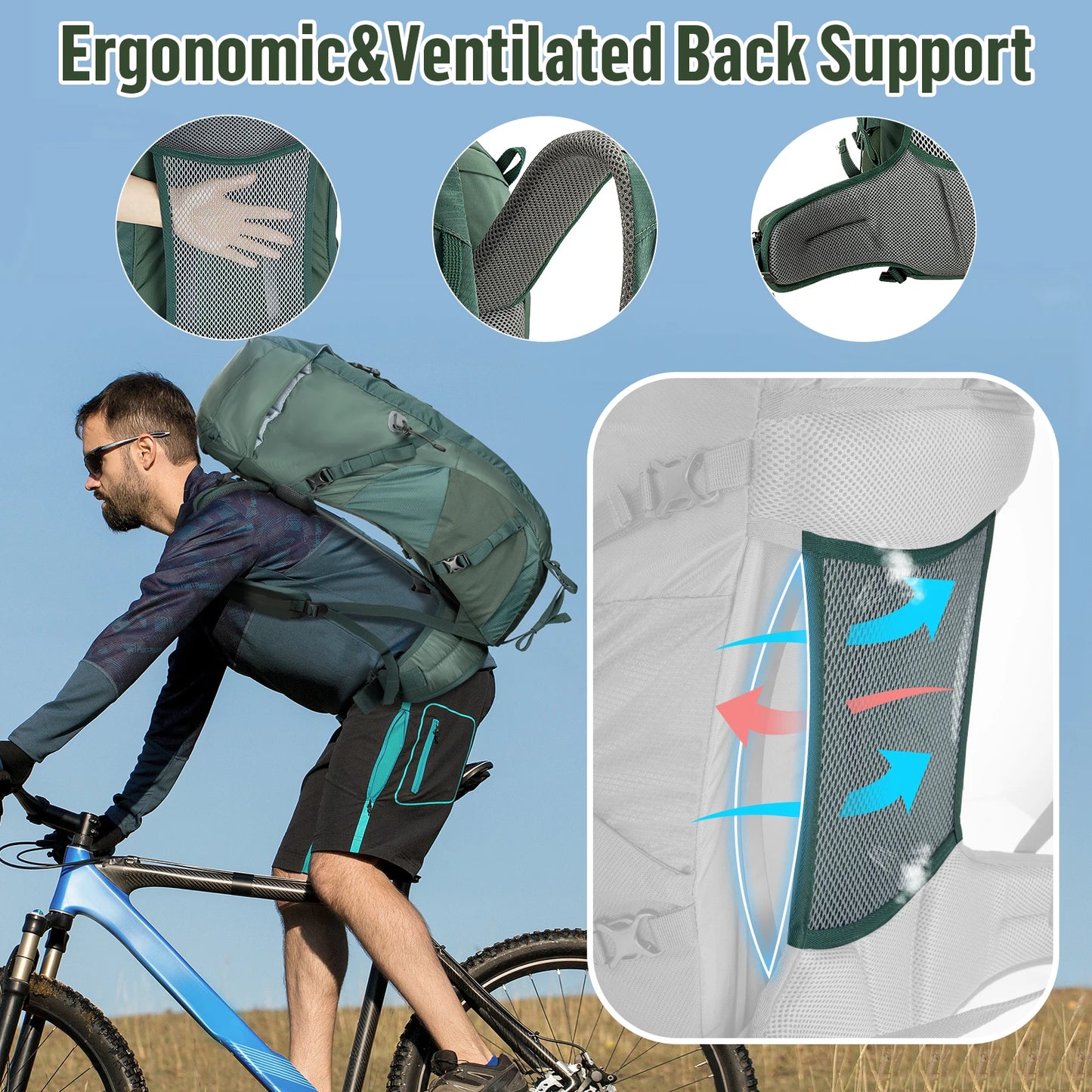 Hiking Backpack- Internal Frame; Fits both Men&Women Ultralight
