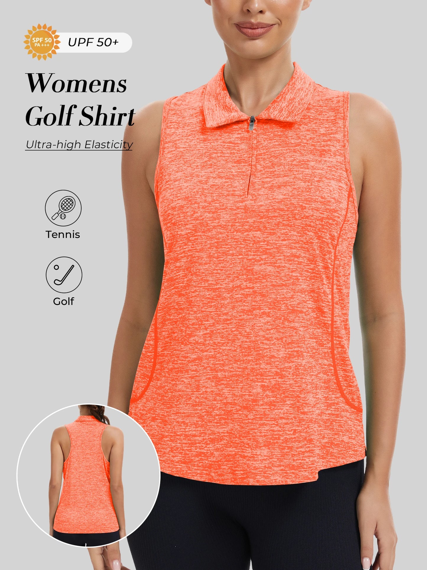 Sleeveless Golf Shirts for Women with Collar - Moisture Wicking Tennis Top Athletic Polo Tank Tops for Golf, Tennis, Workouts