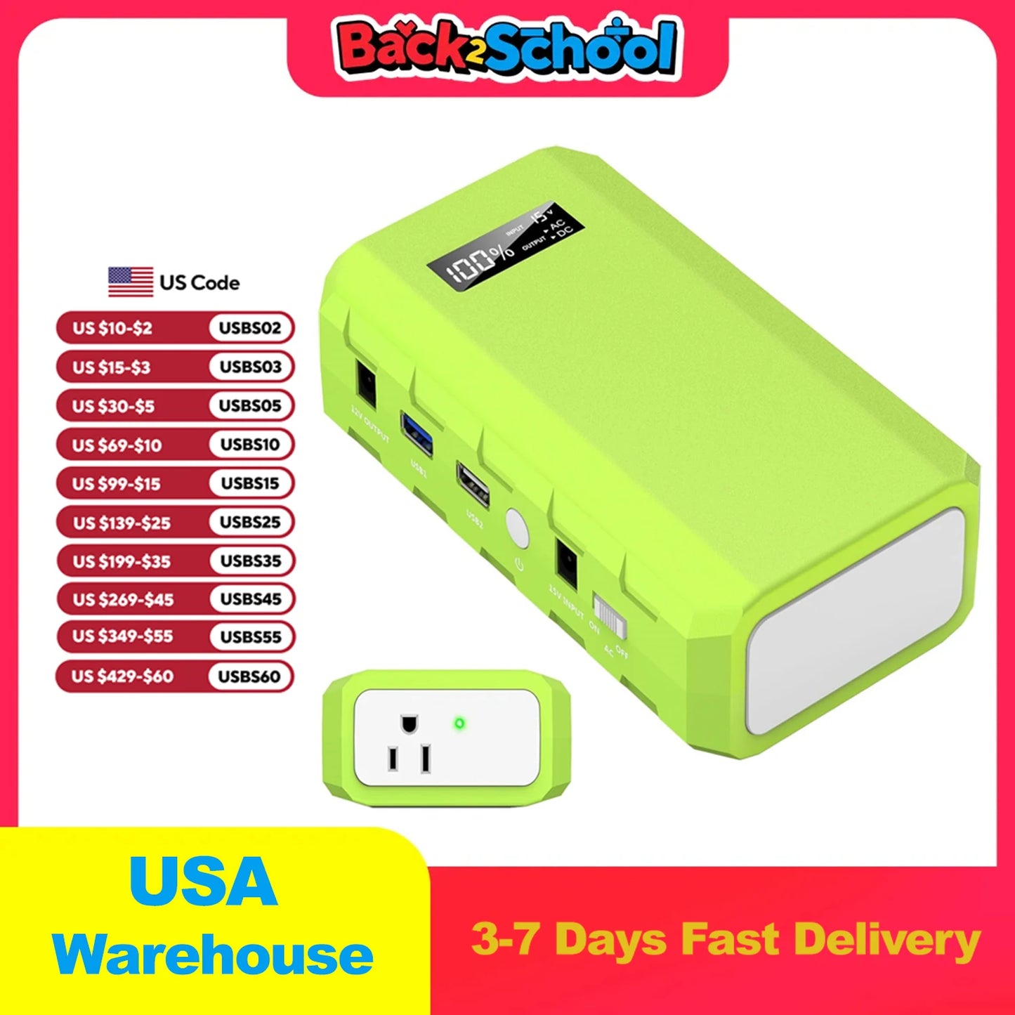 Portable Power Station 65W/110V External Battery Pack