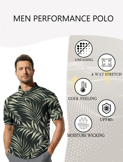 Men's Golf Shirt Hawaii Golf Polo Shirt Tennis Sports T-shirt Soft Breathable Elastic Fabric Short Sleeve