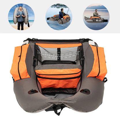Portable Inflatable Fishing Boat Raft with Adjustable Angle Backrest