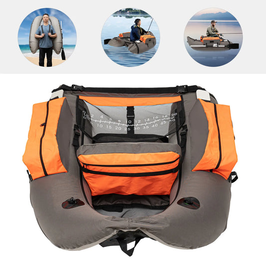 Portable Inflatable Fishing Boat Raft with Adjustable Angle Backrest