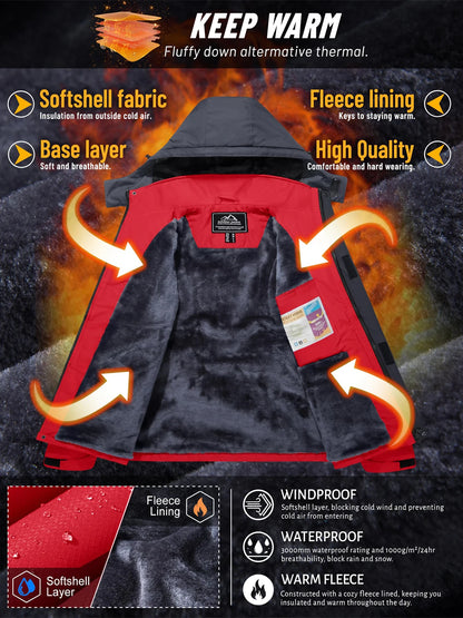 Men's Waterproof and Windproof Fleece Ski Jackets