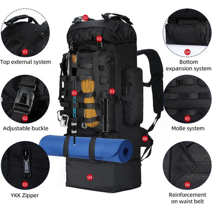 Expandable Camping Hiking Backpack with Rain Cover