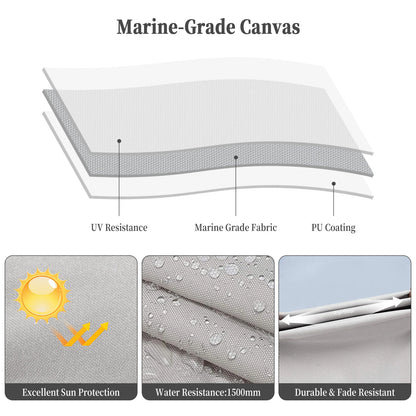 600D 4 Bow Bimini Top Boat Cover with 1” Aluminum Alloy Frame