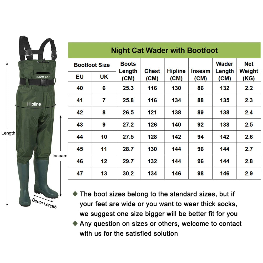 Waterproof Lightweight Rubber Fly Fishing Chest Waders With Boots