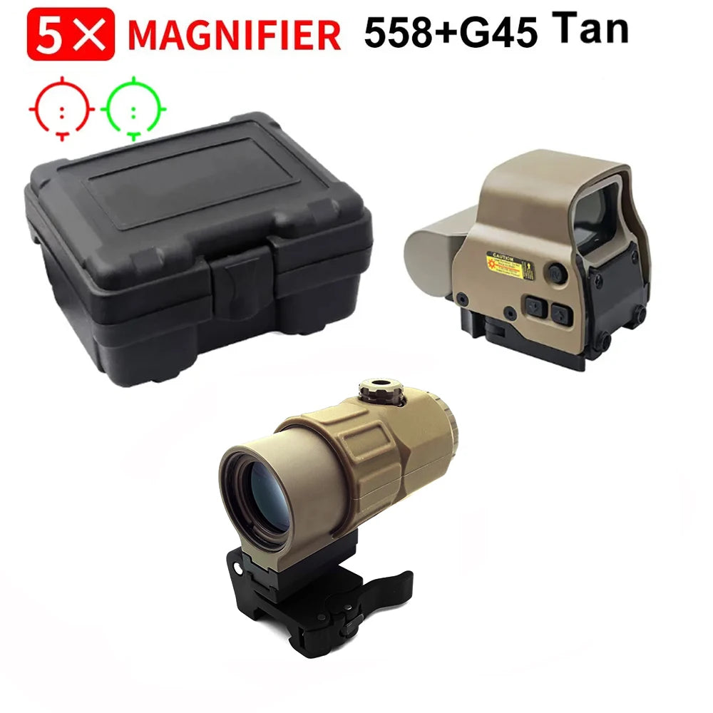558+G43 Holographic Collimator Sight 558+G33/G45 Red Dot Optic Sight Hunting Gear W/20mm Rail Mounts&Quick Detach Lever