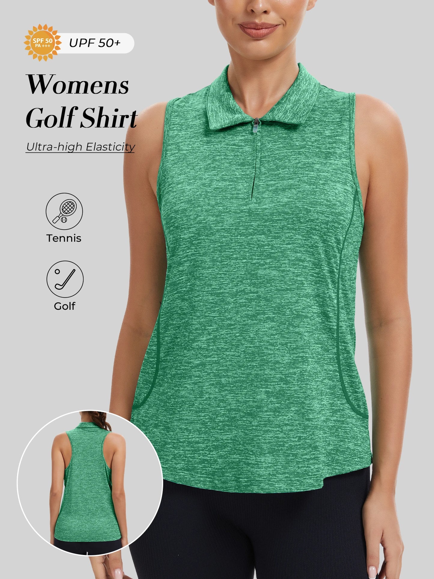 Sleeveless Golf Shirts for Women with Collar - Moisture Wicking Tennis Top Athletic Polo Tank Tops for Golf, Tennis, Workouts