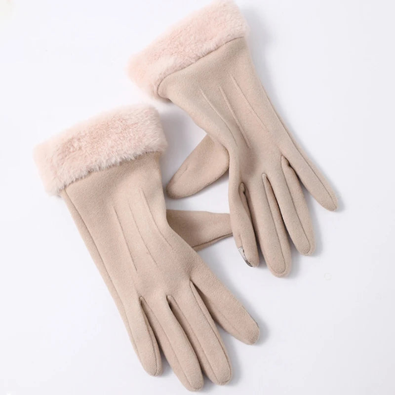Warm Winter Touchscreen Gloves With Fur Cuff