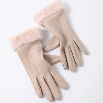 Warm Winter Touchscreen Gloves With Fur Cuff