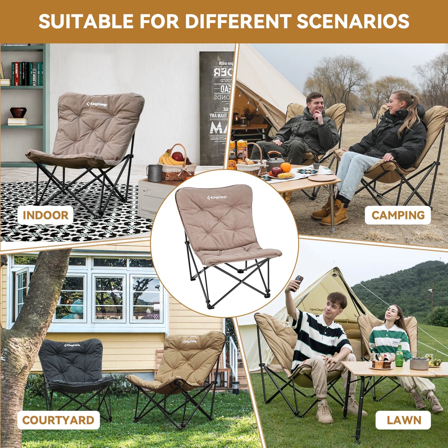 Butterfly Camping Chair with Upholstered Seat