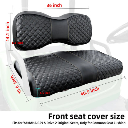 Golf Cart Seat Covers Kit Compatible with Yamaha Drive/Drive2 OEM Ordinary Seat Cushion, Vinyl Material/Easy to Clean