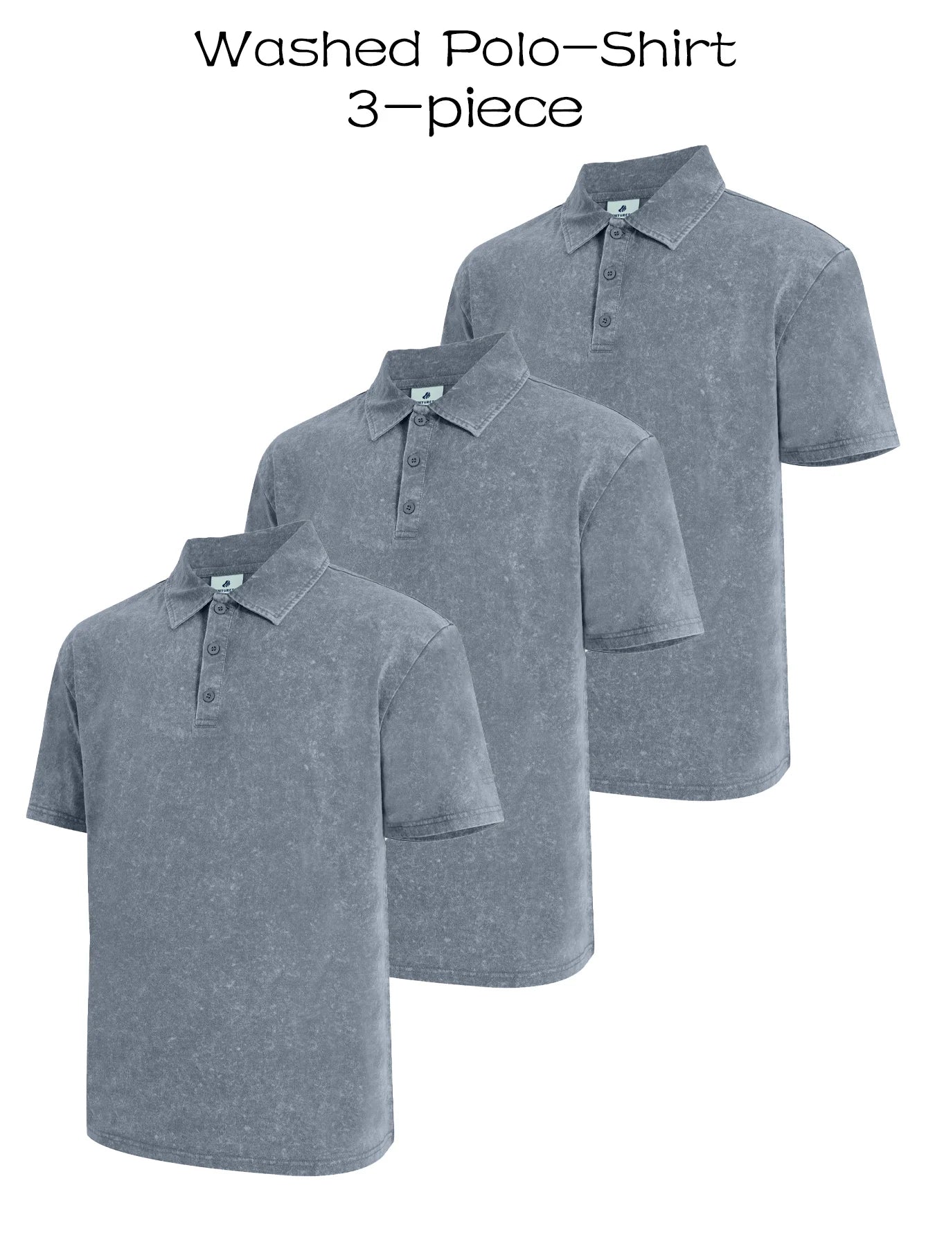 Three piece men's premium washed golf T-shirt classic short sleeved lapel shirt casual breathable top