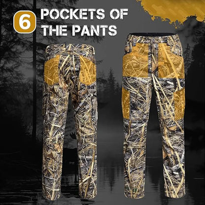 Quiet Hunting Pants Softshell Fleece-Lined Camouflage Clothes Clothing Gear for Men