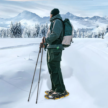 Aluminum Snowshoes Set with Adjustable Trekking Poles, Anti Slip Snowshoes for Shoe Size 35-40