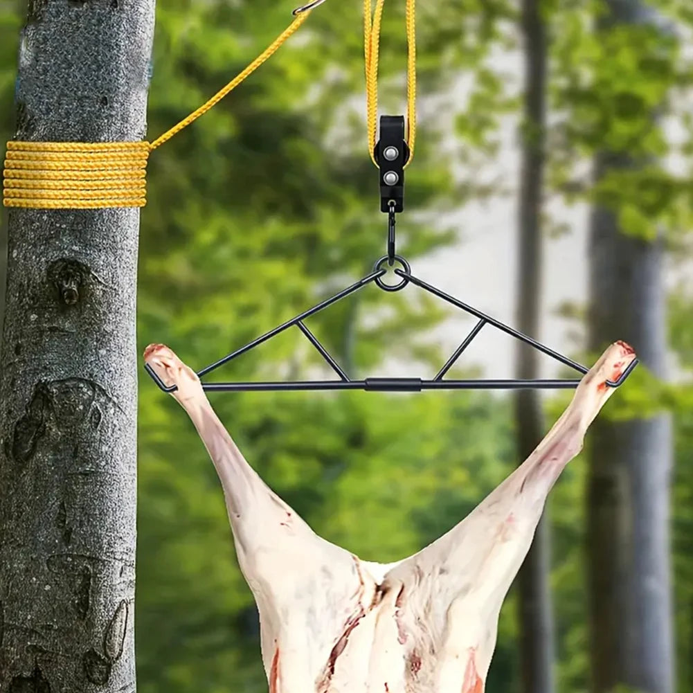 Deer Hanger Elk Hoist Pulley Lift System with Gambrel Hunting Game Hanging Kit for Deer Carcass/Butcher/Skinning Max to 700 LBS