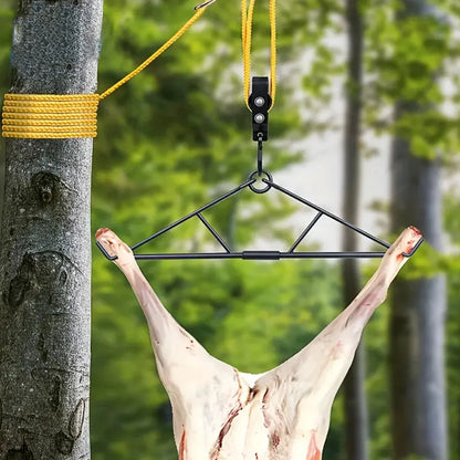 Deer Hanger Elk Hoist Pulley Lift System with Gambrel Hunting Game Hanging Kit for Deer Carcass/Butcher/Skinning Max to 700 LBS