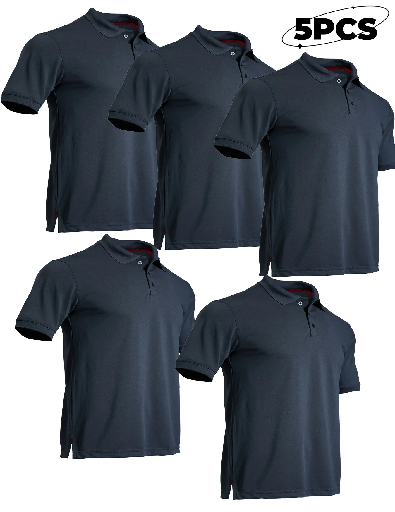 5-piece men's mosquito proof quick drying golf shirt moisture wicking knitted fabric summer solid color lightweight top