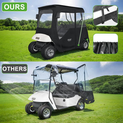 10L0L 2-Passenger Golf Cart Enclosure for EZGO TXT & RXV, Clear Windows, All-Weather Waterproof Cover