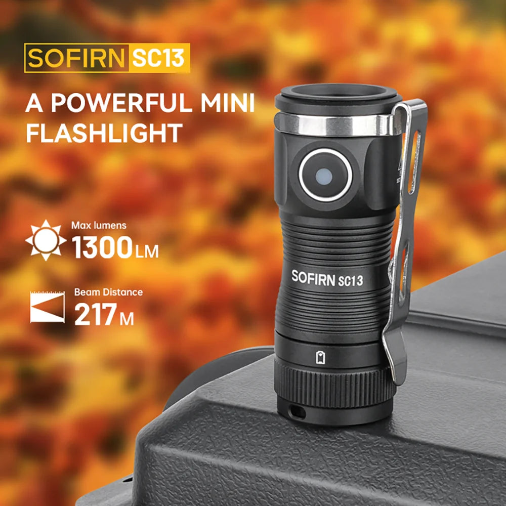 SOFIRN SC13 Mini Flashlight Black Green 519A/SST40 LED Keychain Emergency Torch
