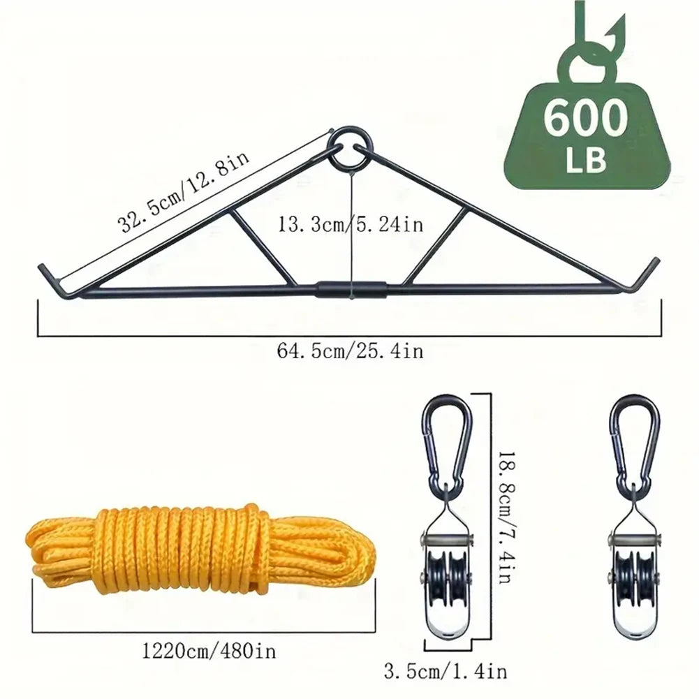 Deer Hanger Elk Hoist Pulley Lift System with Gambrel Hunting Game Hanging Kit for Deer Carcass/Butcher/Skinning Max to 700 LBS