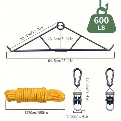 Deer Hanger Elk Hoist Pulley Lift System with Gambrel Hunting Game Hanging Kit for Deer Carcass/Butcher/Skinning Max to 700 LBS