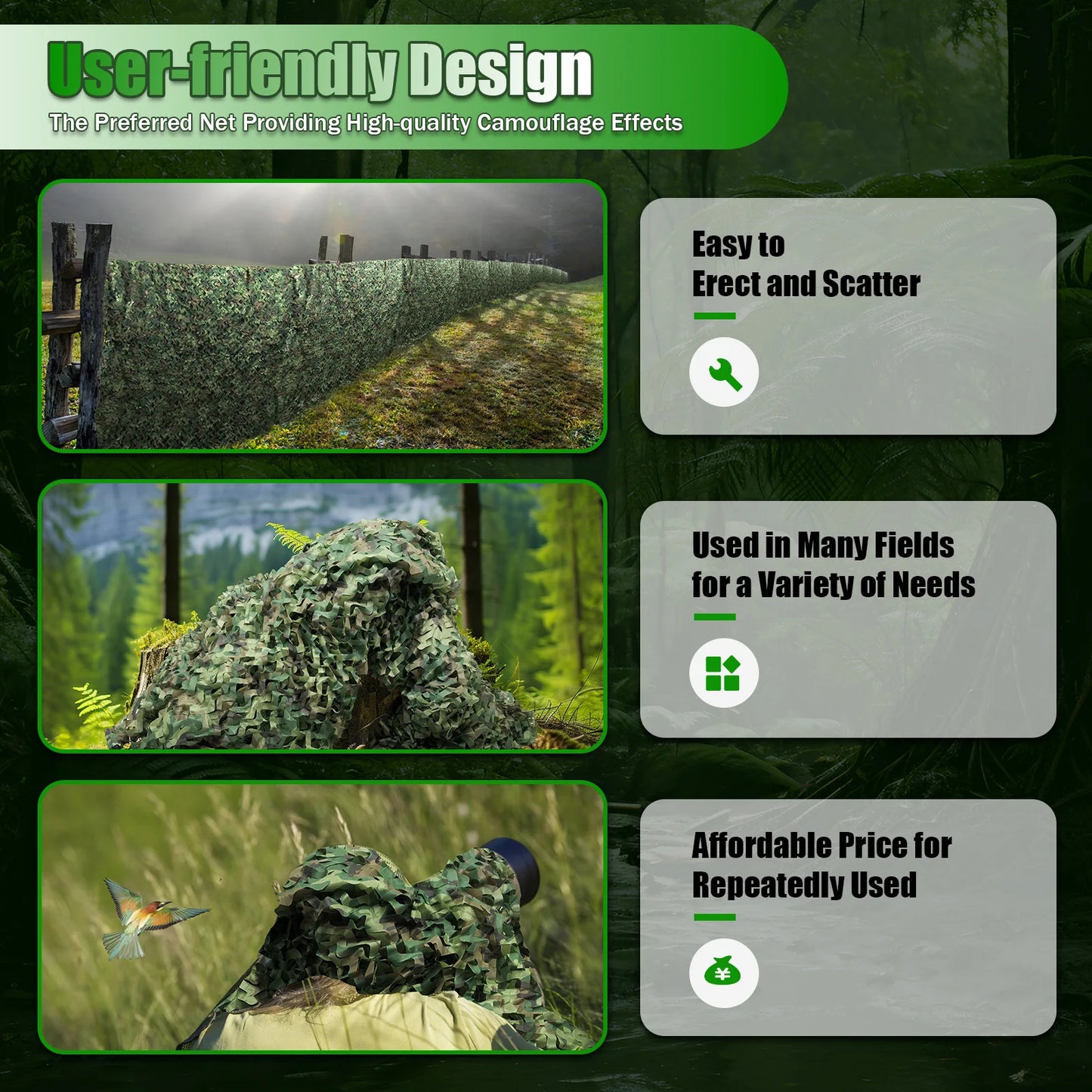 Lightweight & Foldable 8x8M Camouflage Net