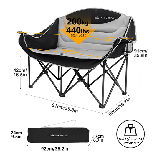 Portable Double Camping Chair Heavy Duty
