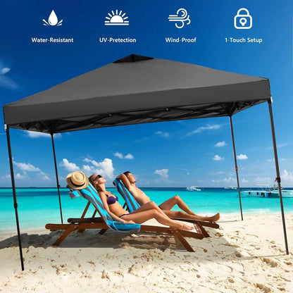 12x12 Pop Up Canopy Tent with 4 Sidewalls, Easy Setup Gazebo for Events, Parties, Camping in Black