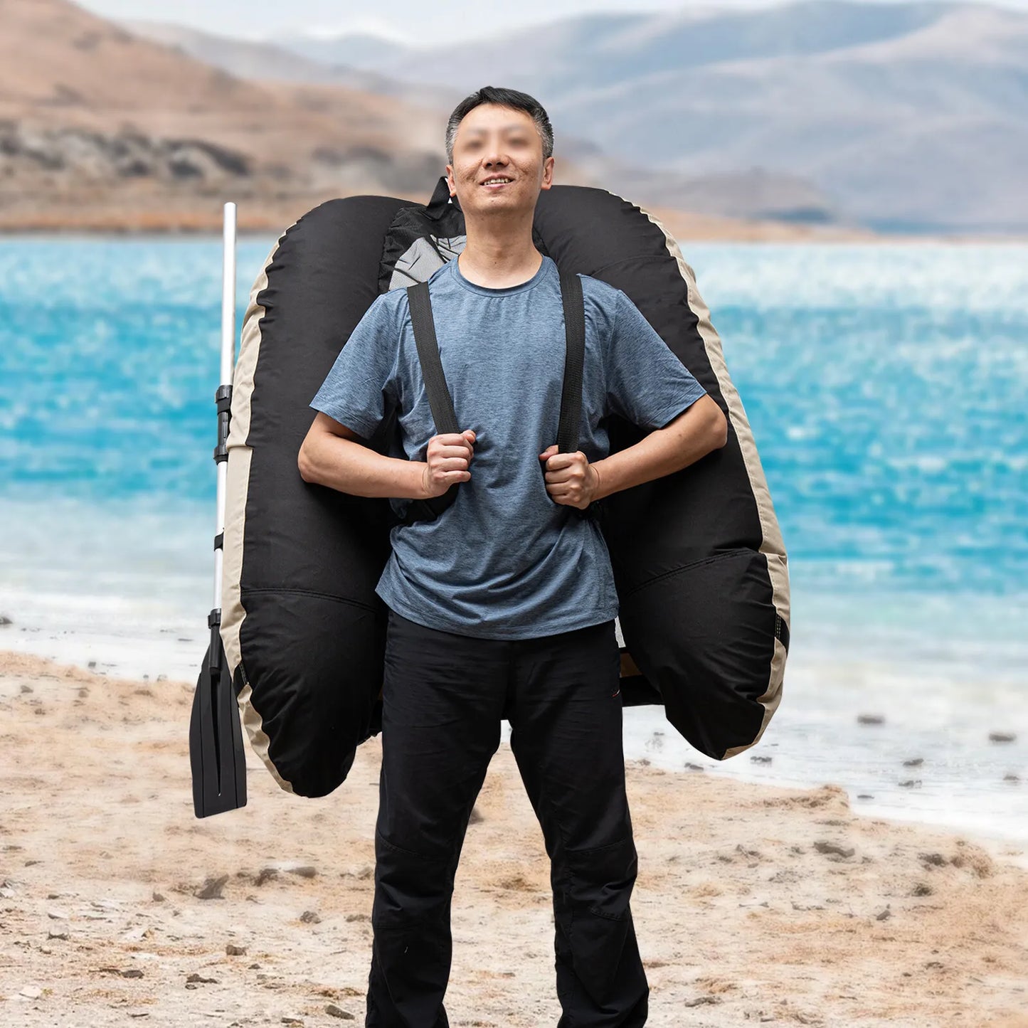 Portable Inflatable Fishing Dinghy Boat Sport Backrest Adjustable 130kg