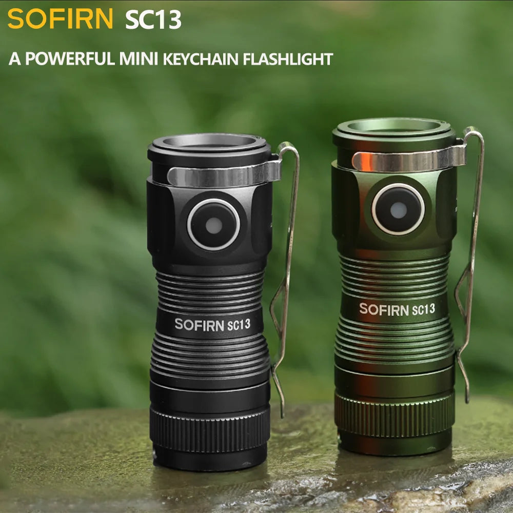 SOFIRN SC13 Mini Flashlight Black Green 519A/SST40 LED Keychain Emergency Torch
