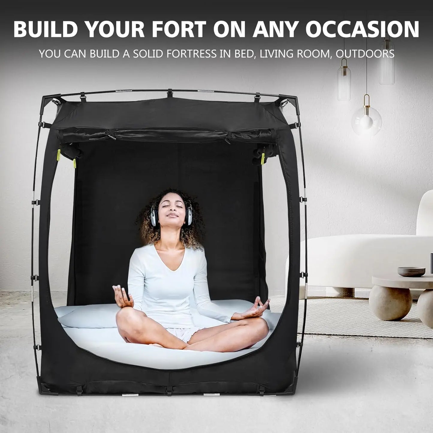 Portable Bed Tent for Adults and Kids, Twin XL Size with 3 Doors, Blackout Design, Breathable Space