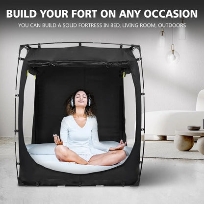 Portable Bed Tent for Adults and Kids, Twin XL Size with 3 Doors, Blackout Design, Breathable Space