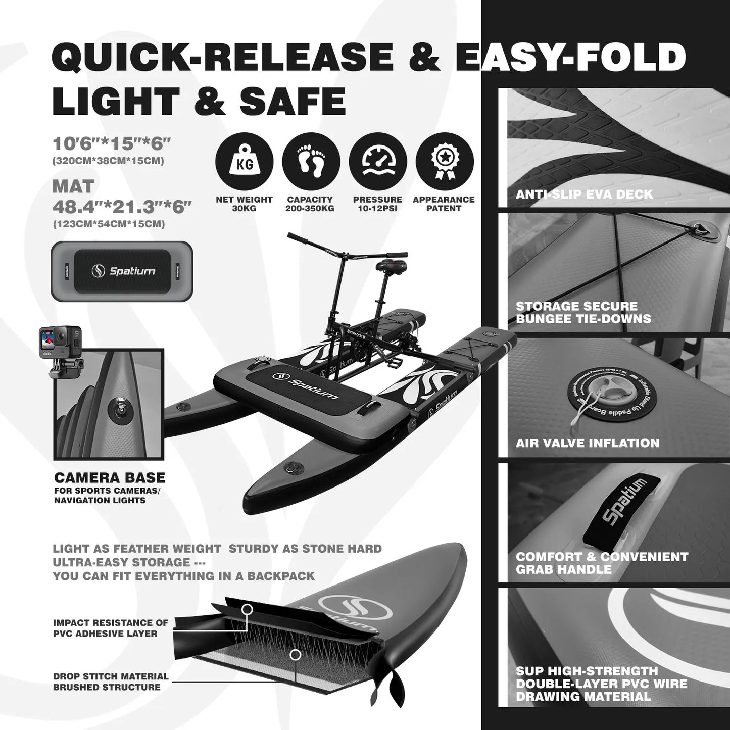 Inflatable Water Bike / Pedal Boat / Pedal Kayak Water Bike and Easy to Drive