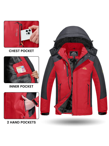 Men's Waterproof and Windproof Fleece Ski Jackets