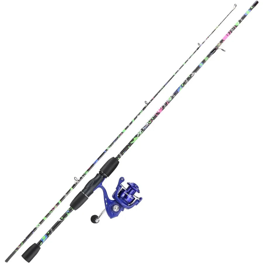 2Piece 6Foot Graphite and Fiberglass Fishing Rod Combo with Anti Reverse Spinning Reel