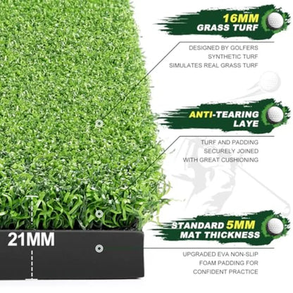 5x4ft Thicken Practice Turf for Indoor and Outdoor Use Durable Training Aid with 9 Golf Balls