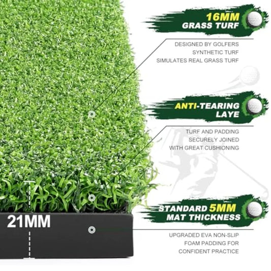 5x4ft Thicken Practice Turf for Indoor and Outdoor Use Durable Training Aid with 9 Golf Balls