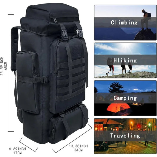 80L 100 liters Hiking Backpack Camping Rucksack for Men Outdoor Travel Climbing Knapsack Mountaineering Trekking Backpack with
