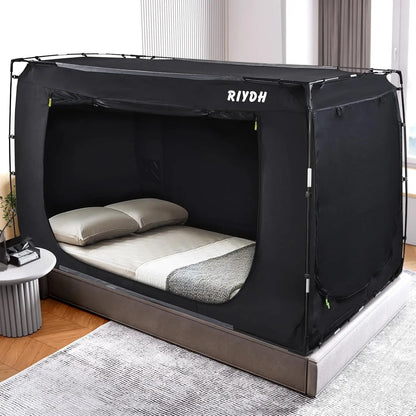 Portable Bed Tent for Adults and Kids, Twin XL Size with 3 Doors, Blackout Design, Breathable Space