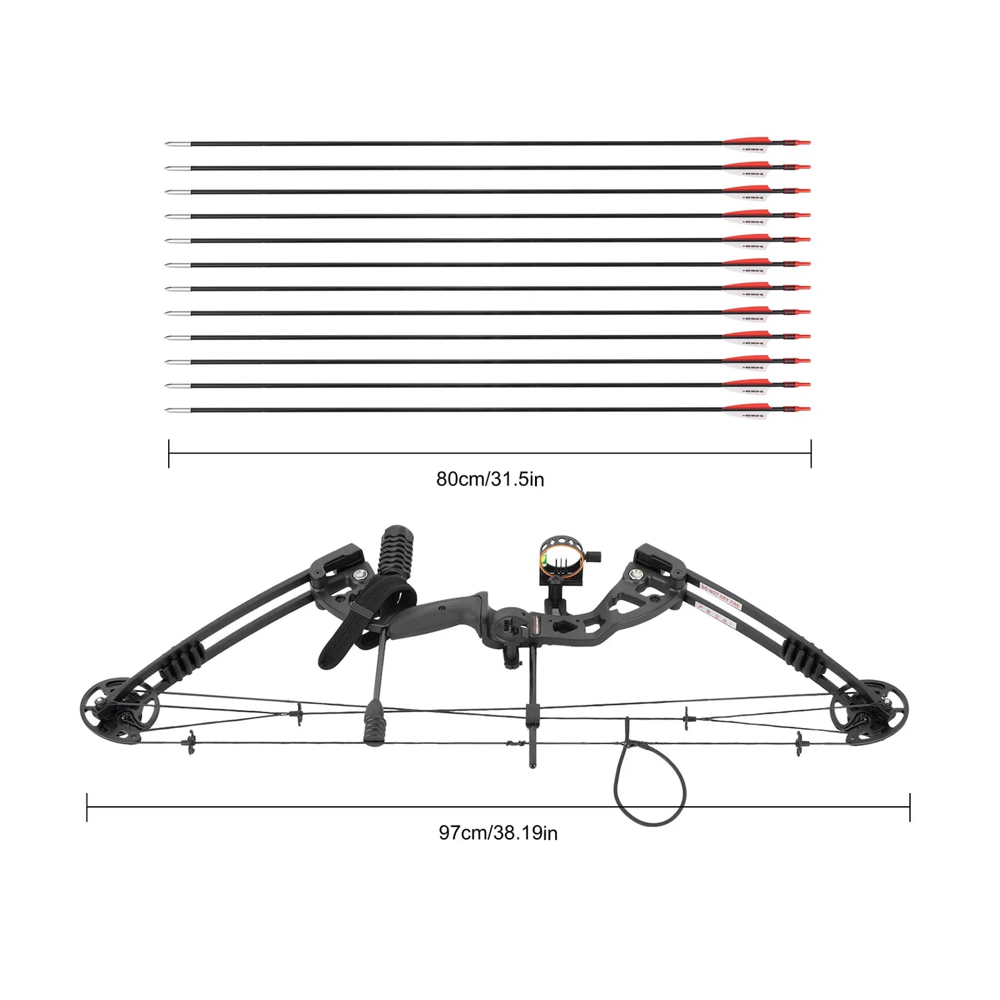 30-55 lbs Compound Bow Adjustable Draw Weight and Length with 3-Pin Sight 12 Arrows Complete Arch Set for Right Hand