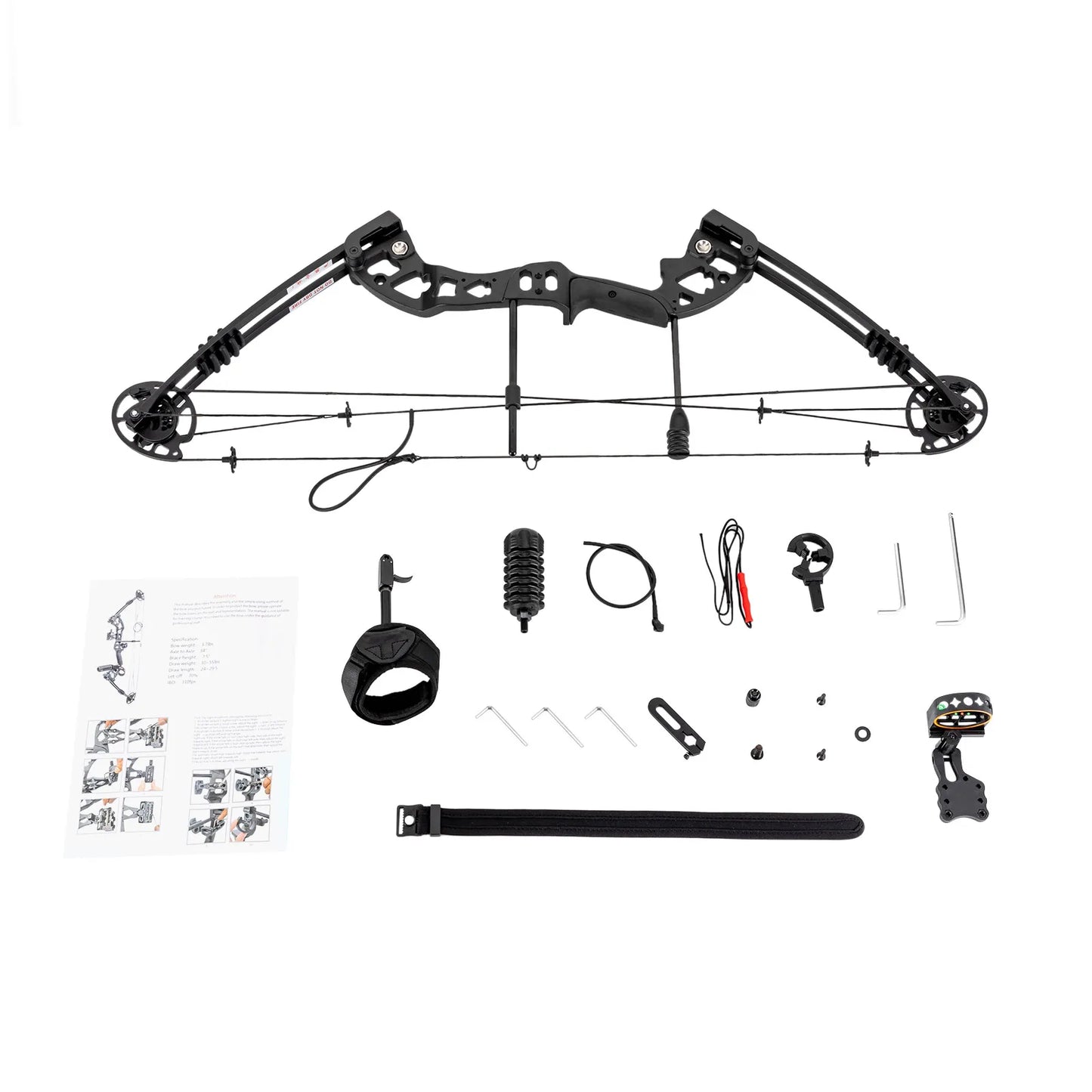 30-55 lbs Compound Bow Adjustable Draw Weight and Length with 3-Pin Sight 12 Arrows Complete Arch Set for Right Hand