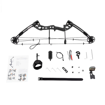 30-55 lbs Compound Bow Adjustable Draw Weight and Length with 3-Pin Sight 12 Arrows Complete Arch Set for Right Hand