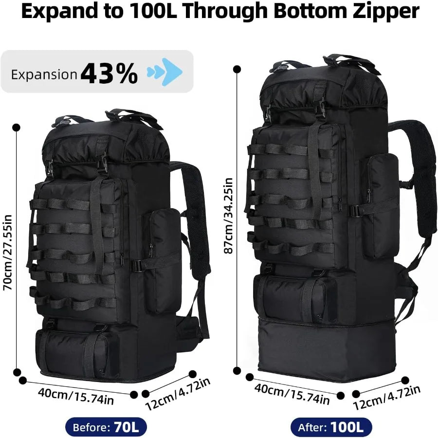 Expandable Camping Hiking Backpack with Rain Cover