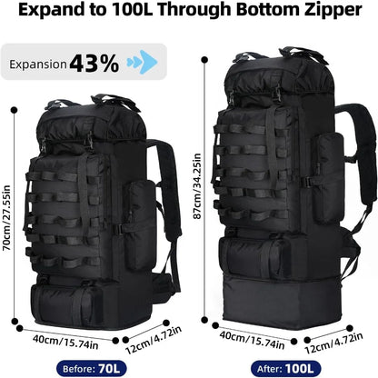 Expandable Camping Hiking Backpack with Rain Cover