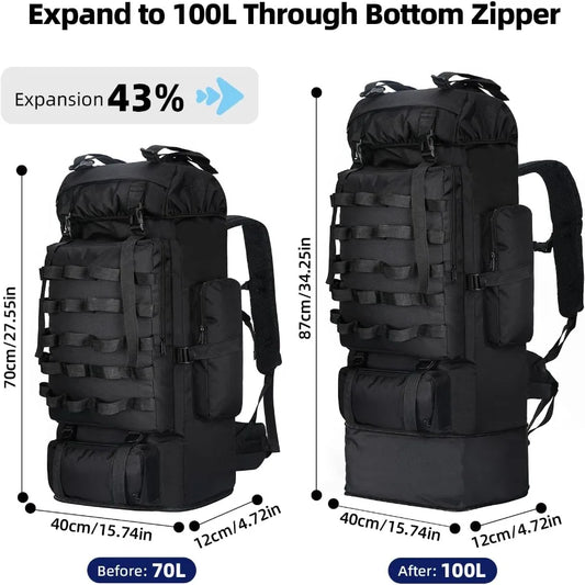 Expandable Camping Hiking Backpack with Rain Cover